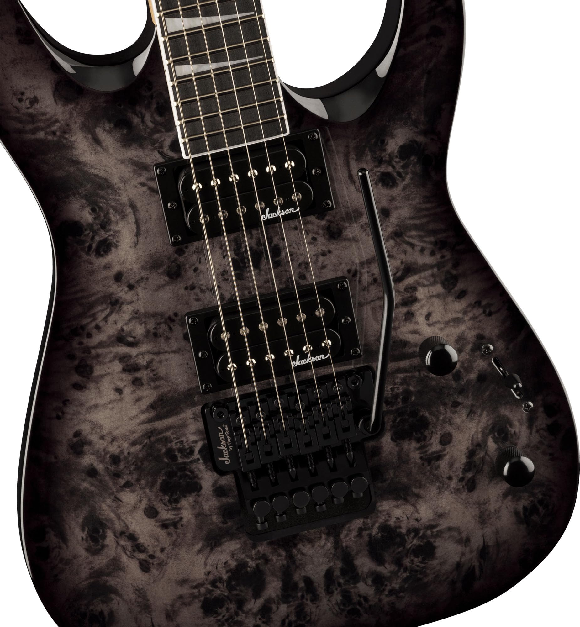 Jackson JS Series Dinky JS32 DKAP Transparent Black Bundle with Cable, Tuner, Strap, Picks, and Austin Bazaar Guitar DVD